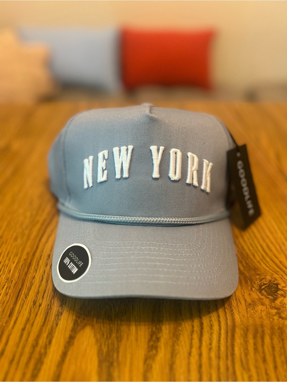 Goodlife NEW YORK Embroidered Baseball Cap - Light Blue